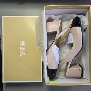 Michael Kors Pink and Black Block Heel Slingbacks